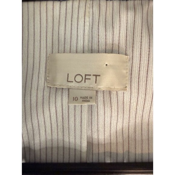 LOFT Linen Cotton One Button Chambray Blazer Women’s Size 10 Blue Work Jacket - Picture 8 of 9